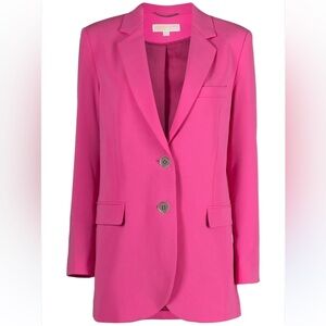 Michael Michael Kors Single Breasted Wool Blend Blazer Size 8 Cerise Pink